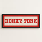 Framed HONKY TONK Sign White & Red Art Print - Tejas Country Club