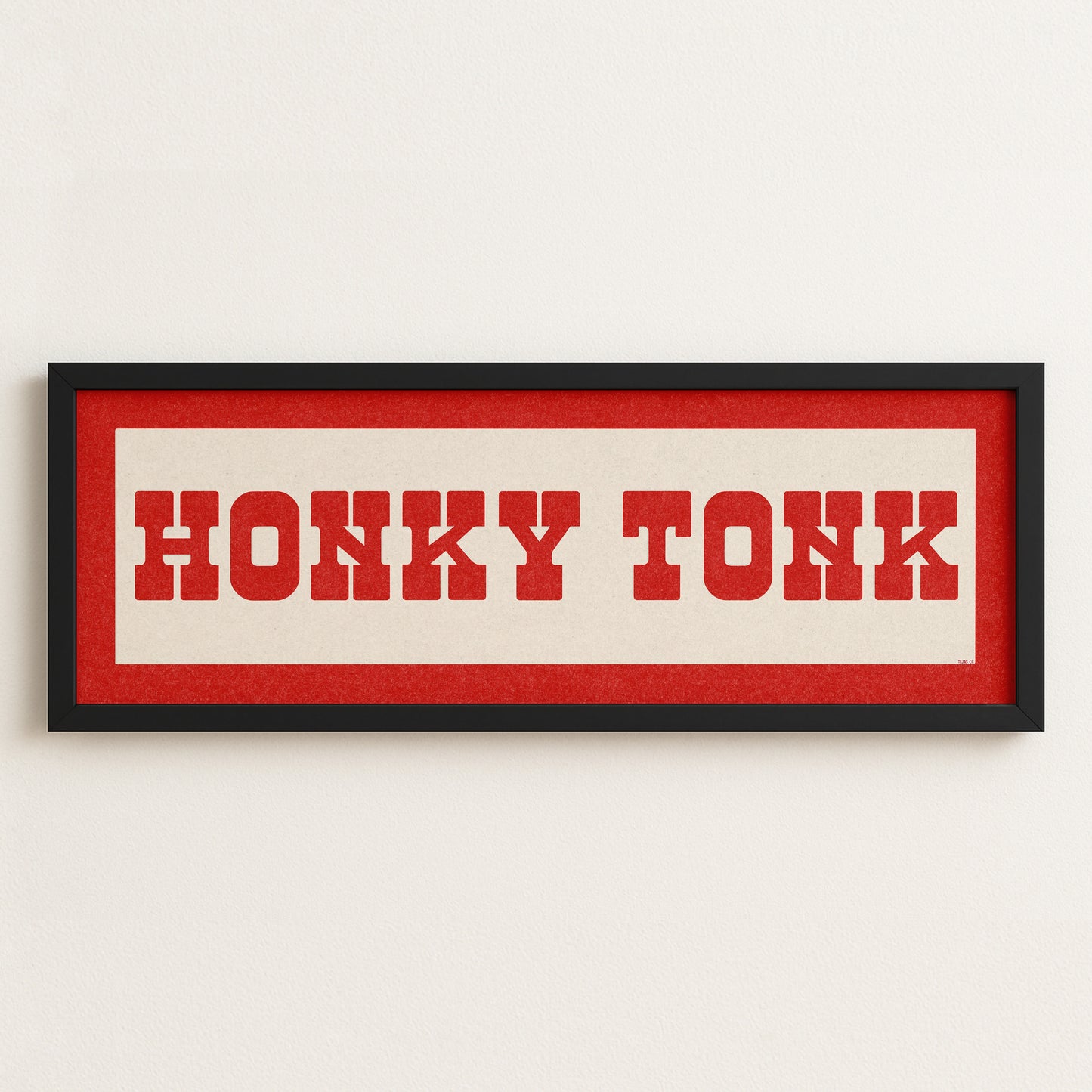 Framed HONKY TONK Sign White & Red Art Print - Tejas Country Club
