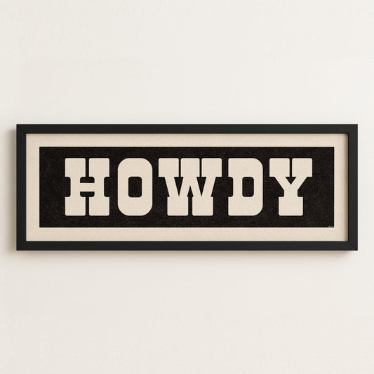 Framed HOWDY Sign Black & White Art Print - Tejas Country Club