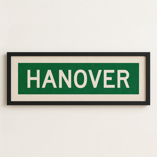 Framed Hanover Green and White Bus Scroll