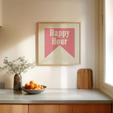 Happy Hour Pink Banner Tab Typography Square Art Print - Tejas Country Club