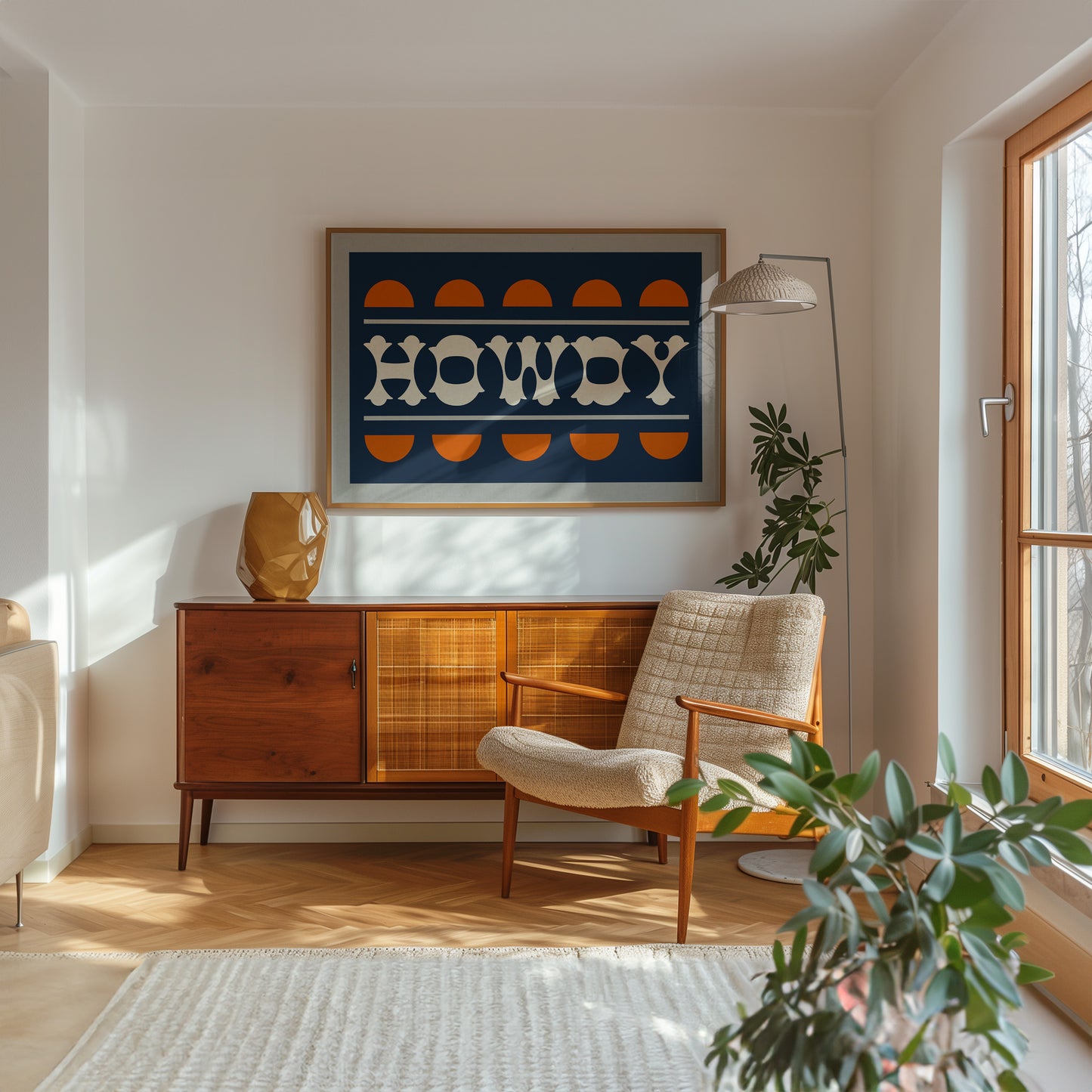 Blue and Orange Howdy Home Decor Art Print