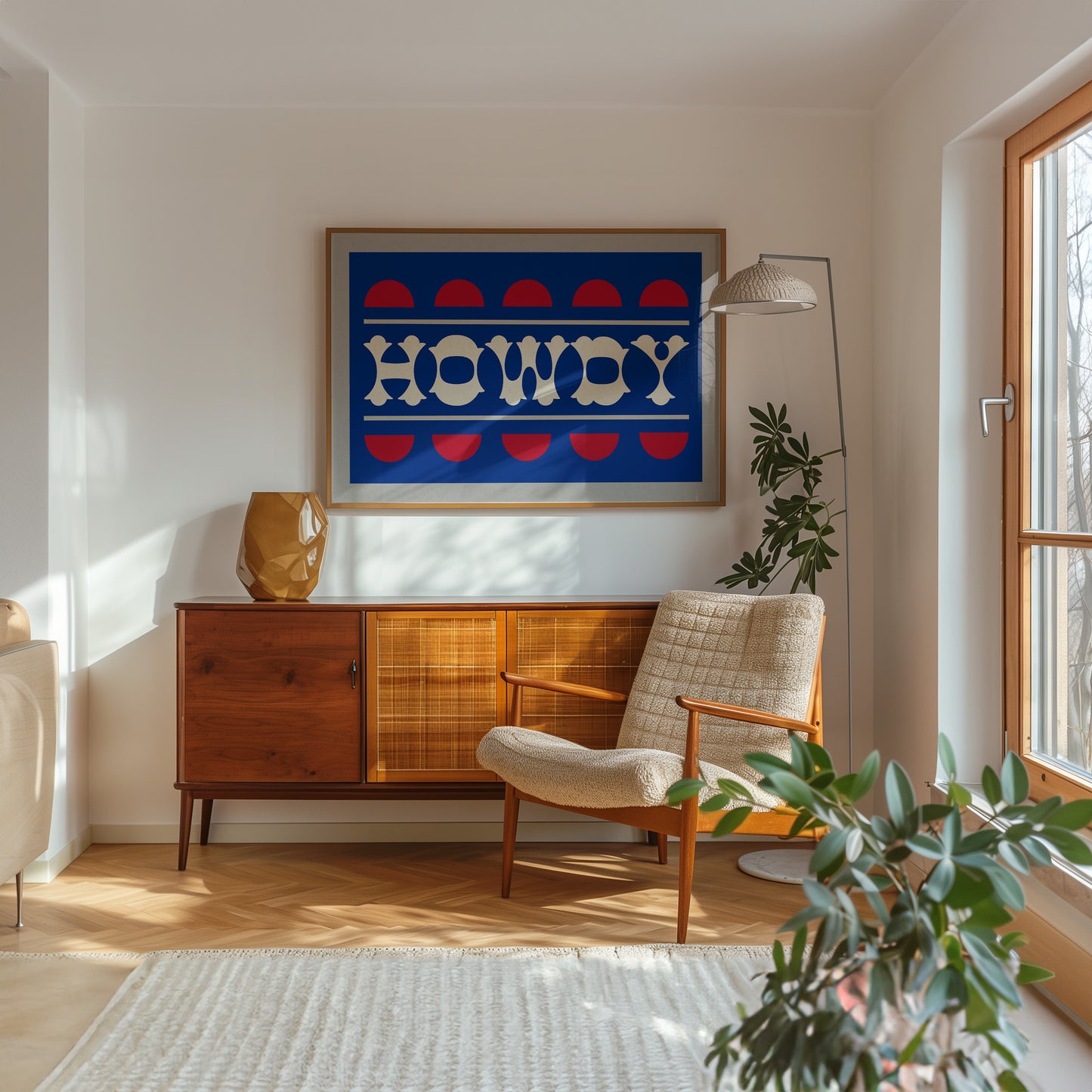 Blue and Red Howdy Home Decor Art Print