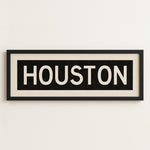 Framed Houston Bus Scroll Sign - Tejas Country Club