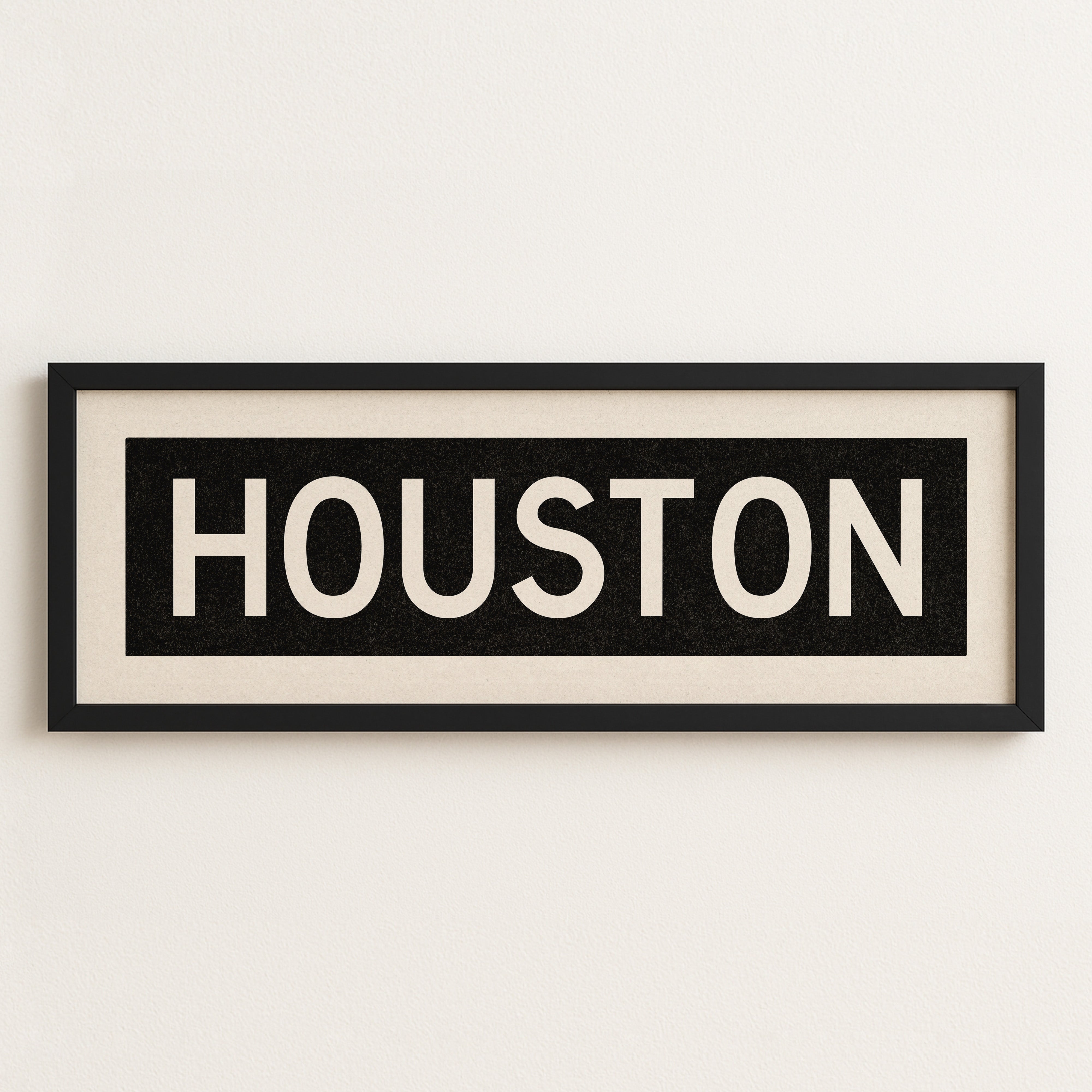 Framed Houston Bus Scroll Sign - Tejas Country Club