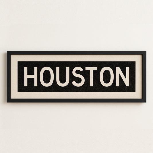Framed Houston Bus Scroll Sign