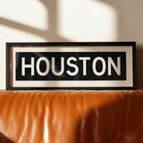 Framed Houston Bus Scroll Sign - Tejas Country Club