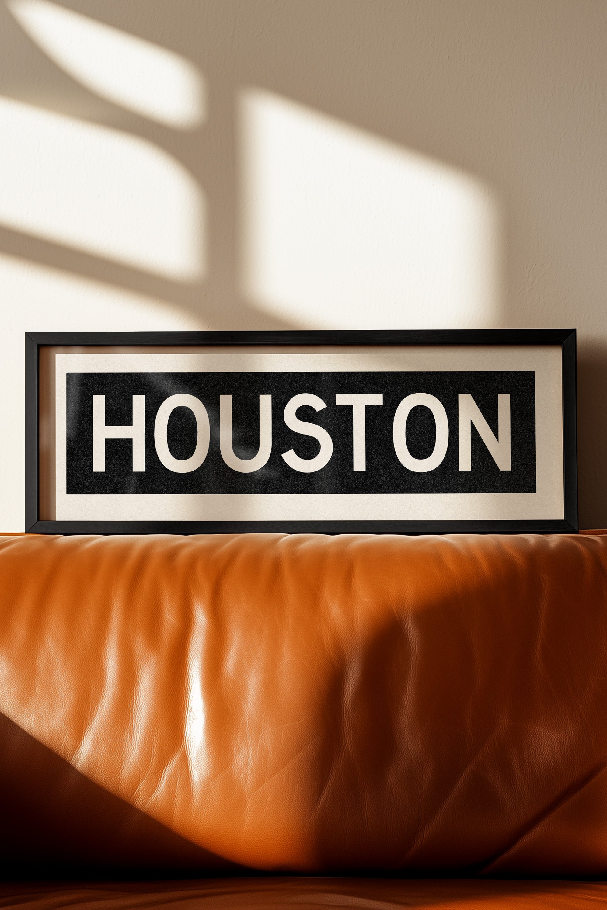 Framed Houston Bus Scroll Sign - Tejas Country Club