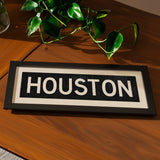 Framed Houston Bus Scroll Sign - Tejas Country Club