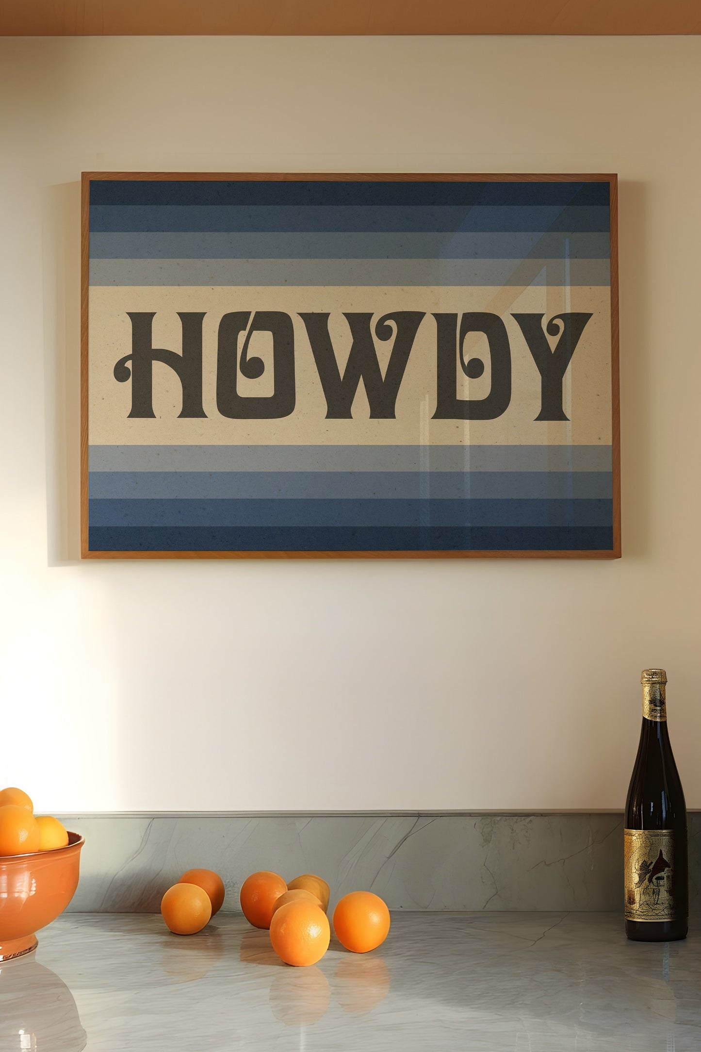 Howdy Art Print Poster Monochromatic Ombre Blue Print