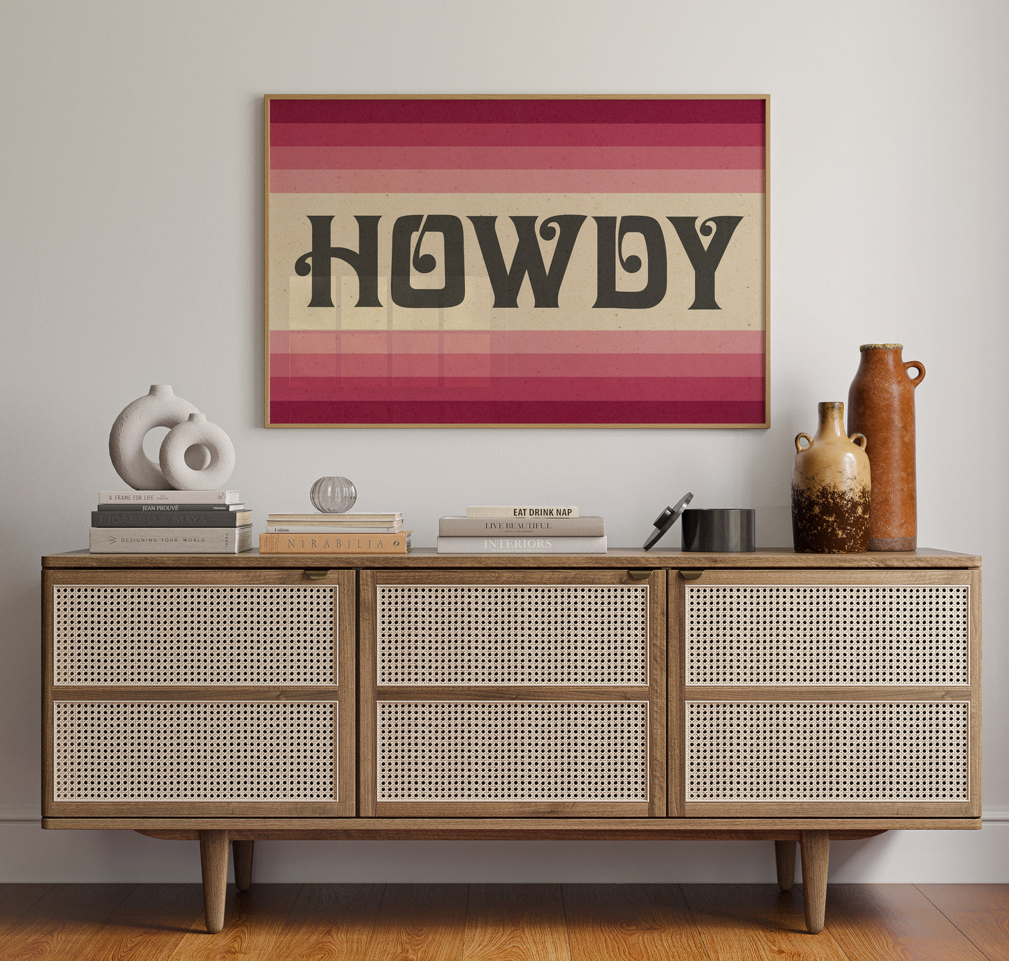 Howdy Art Print Poster Monochromatic Ombre Pink Print