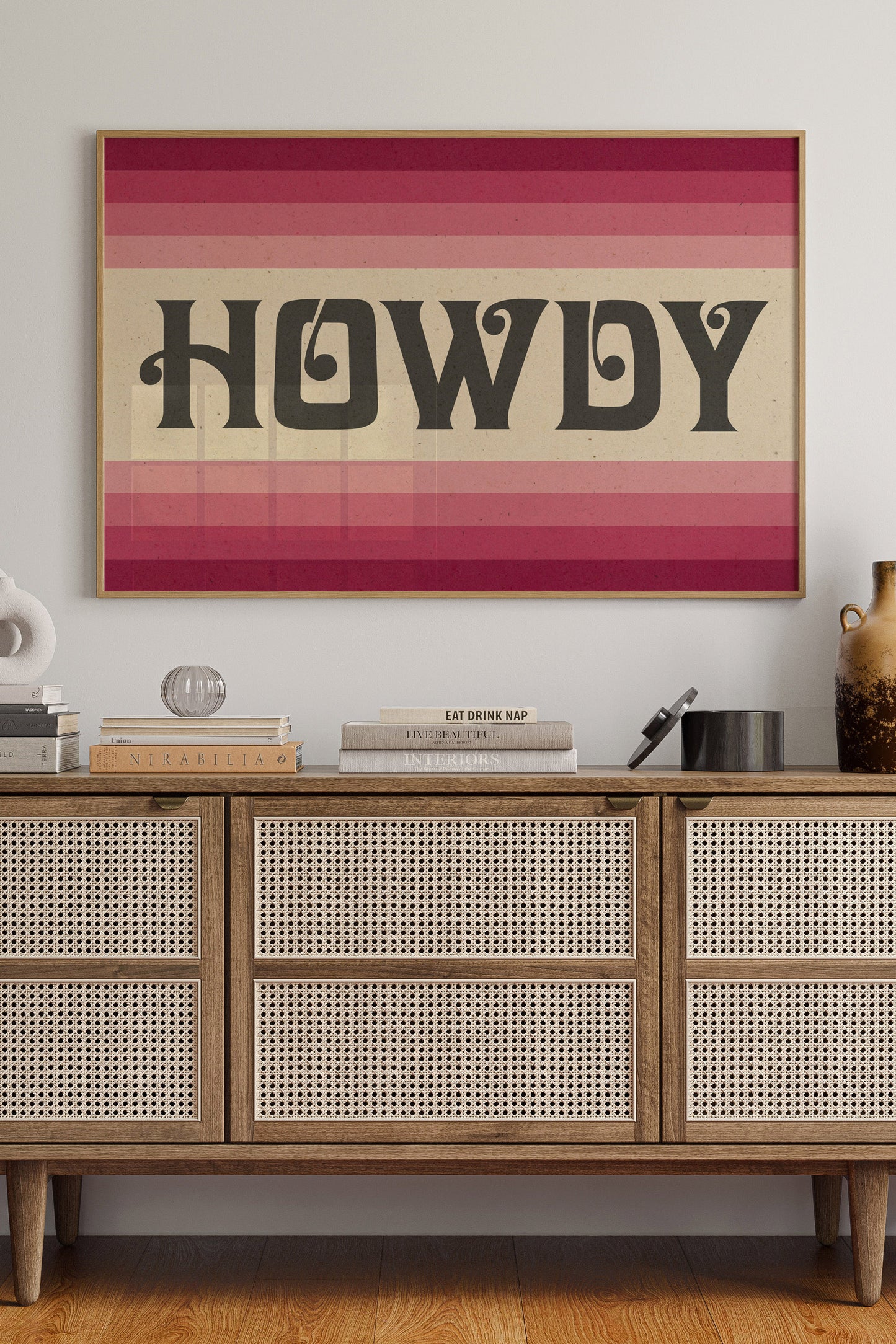 Howdy Art Print Poster Monochromatic Ombre Pink Print