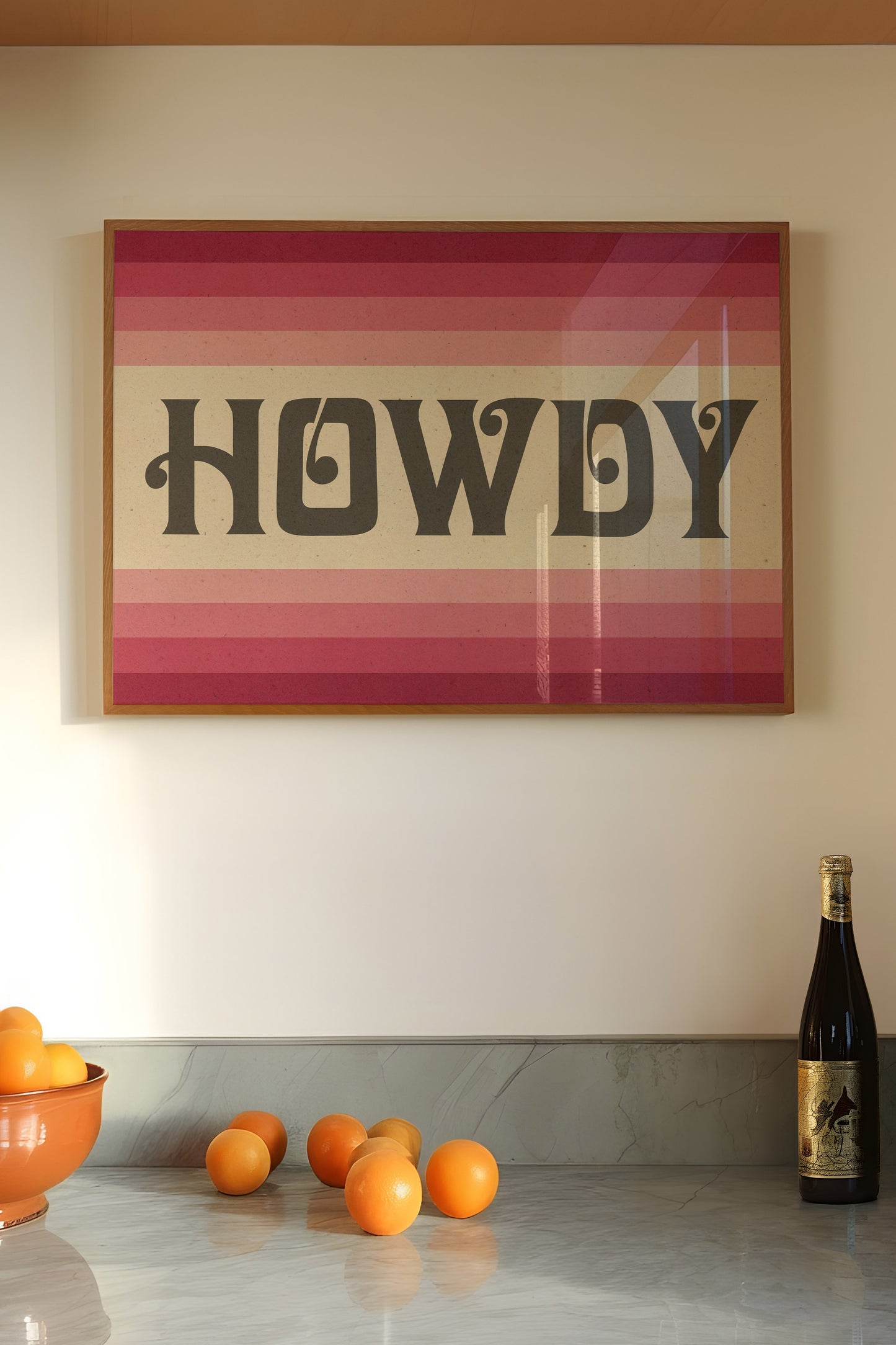 Howdy Art Print Poster Monochromatic Ombre Pink Print