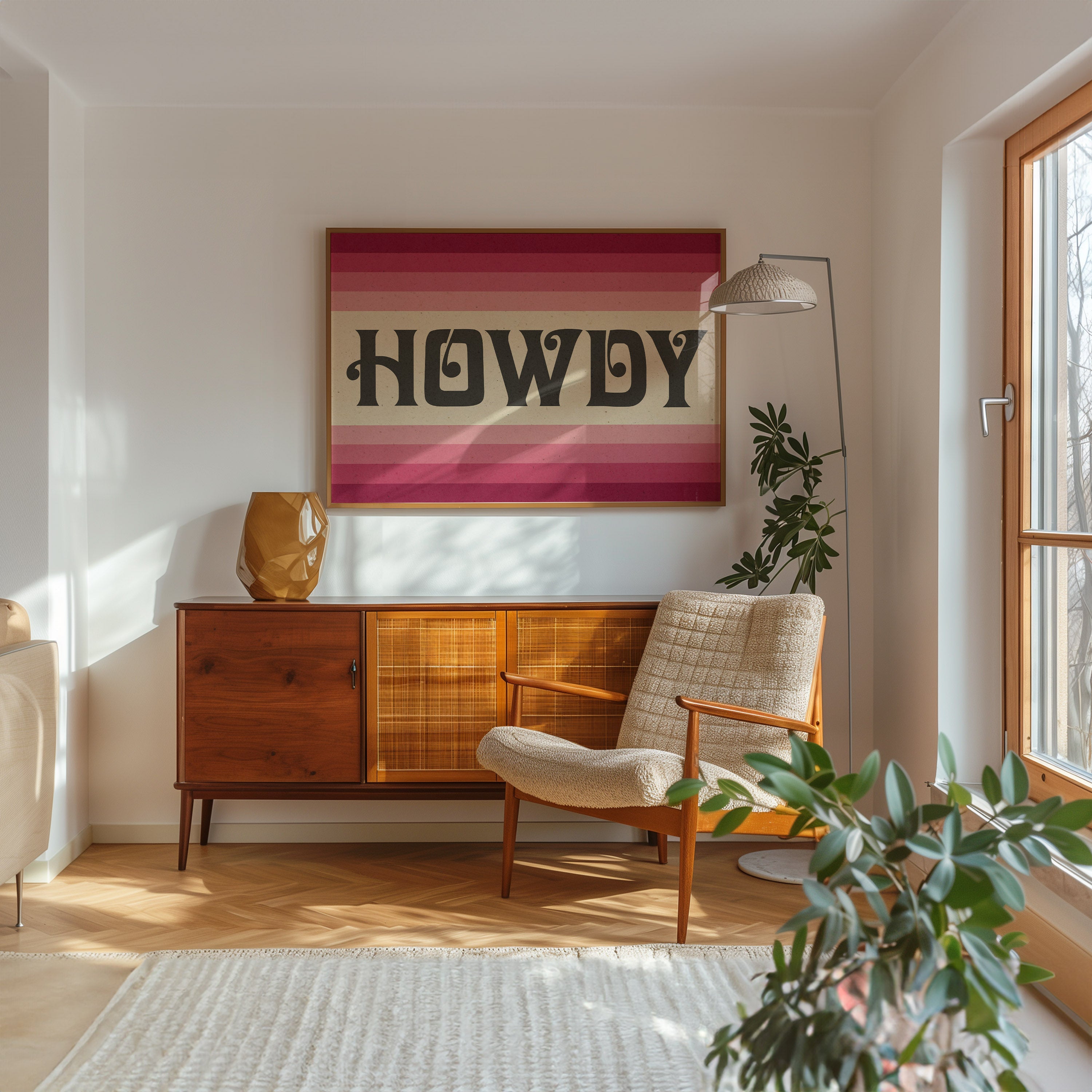Howdy Art Print Poster Monochromatic Ombre Pink Print - Tejas Country Club