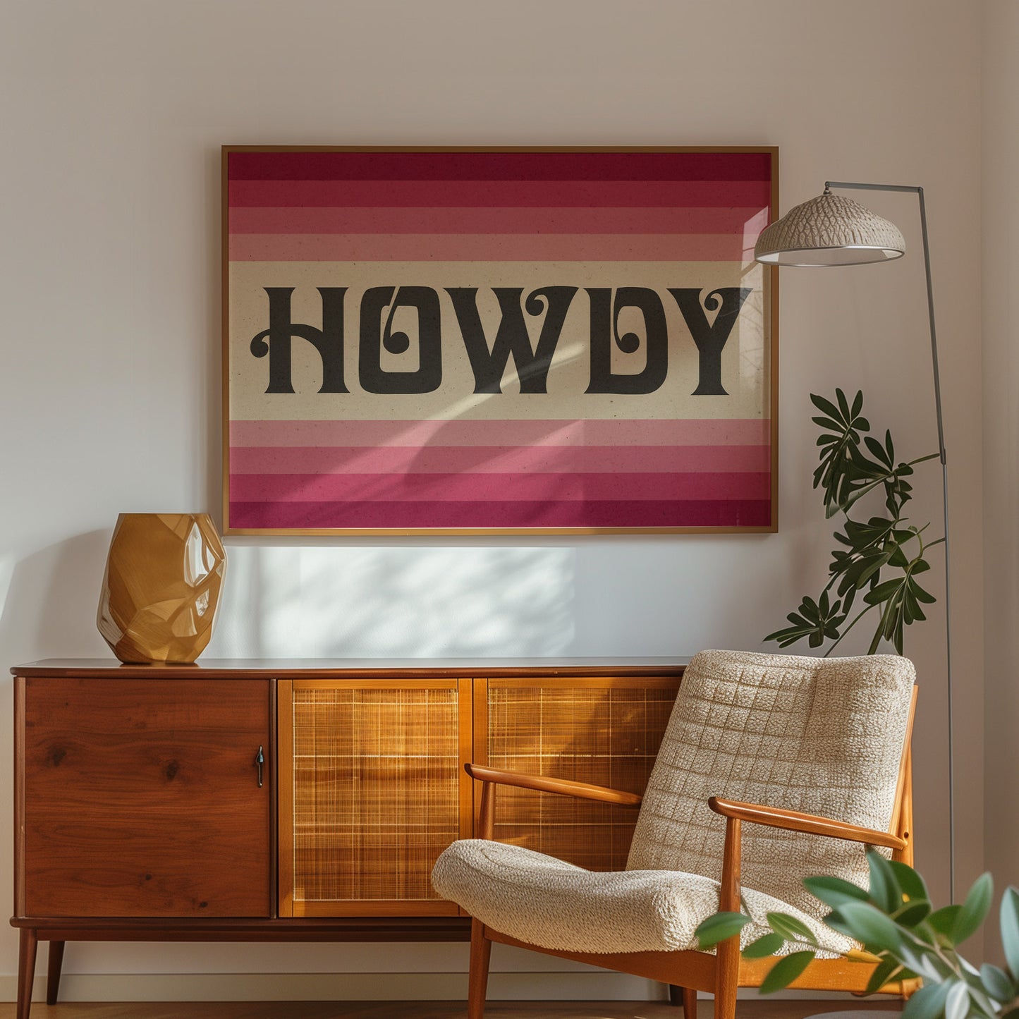 Howdy Art Print Poster Monochromatic Ombre Pink Print