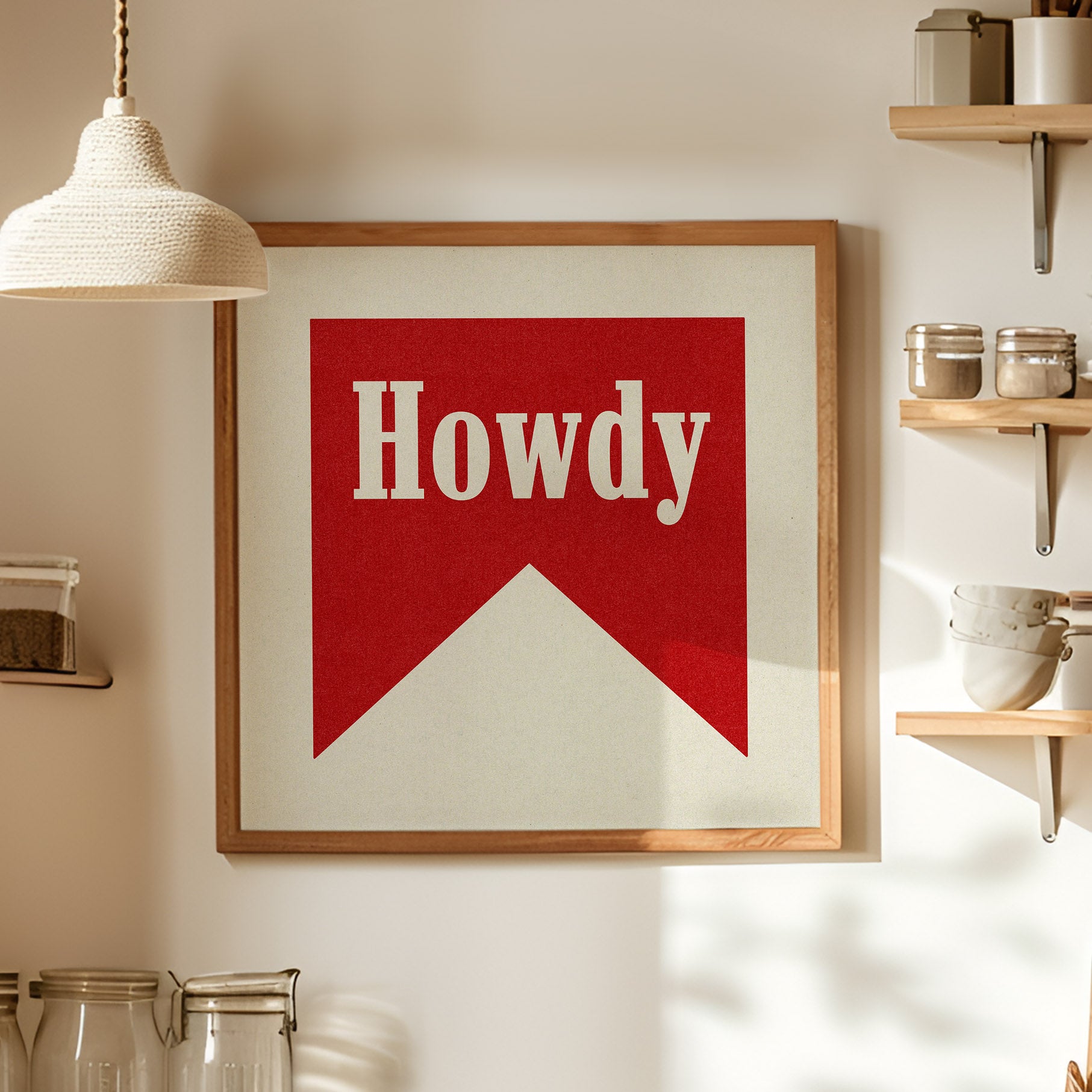 Howdy Banner Tab Typography Square Art Print - Tejas Country Club