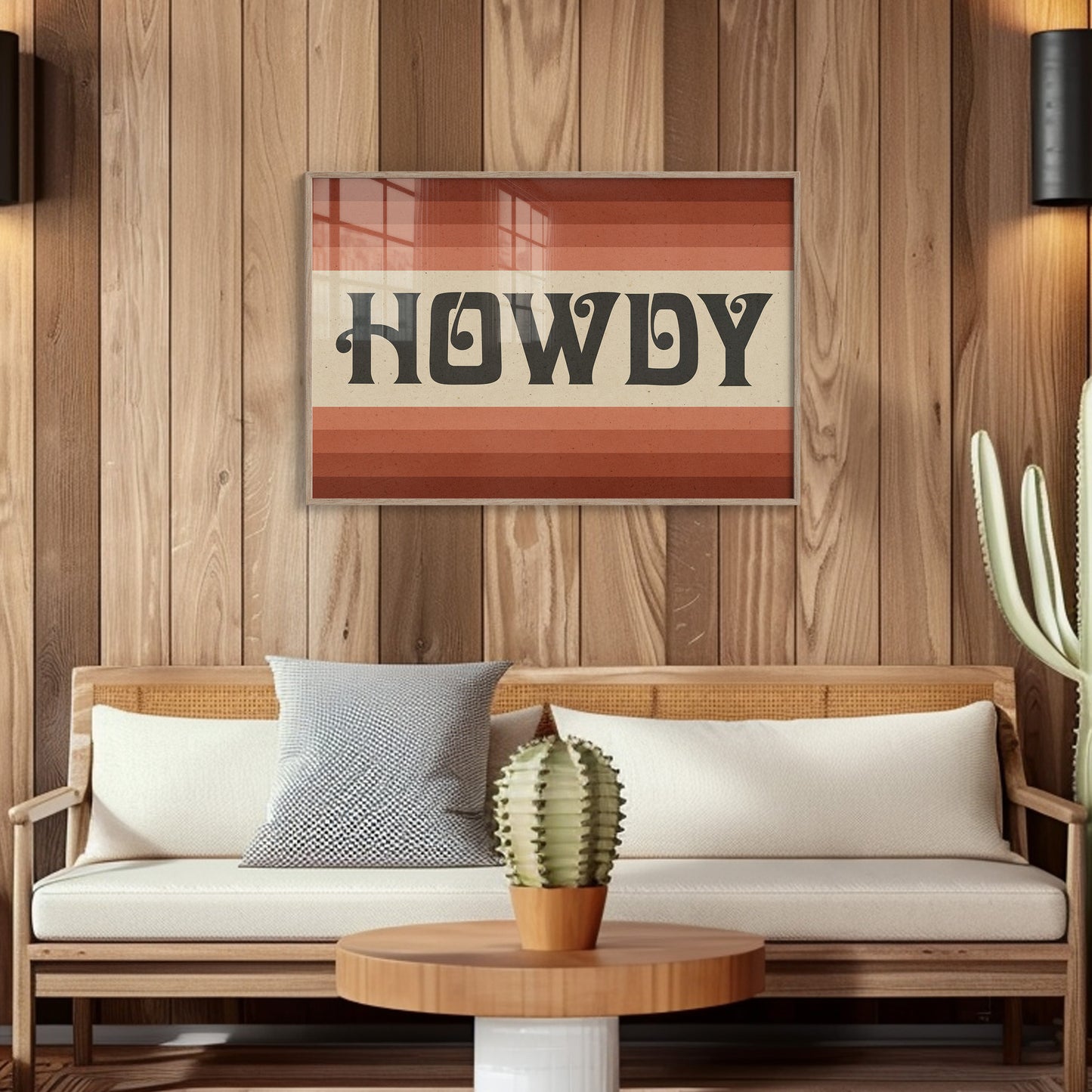 Howdy Art Print Poster Monochromatic Ombre Rust Print