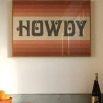 Howdy Art Print Poster Monochromatic Ombre Rust Print - Tejas Country Club