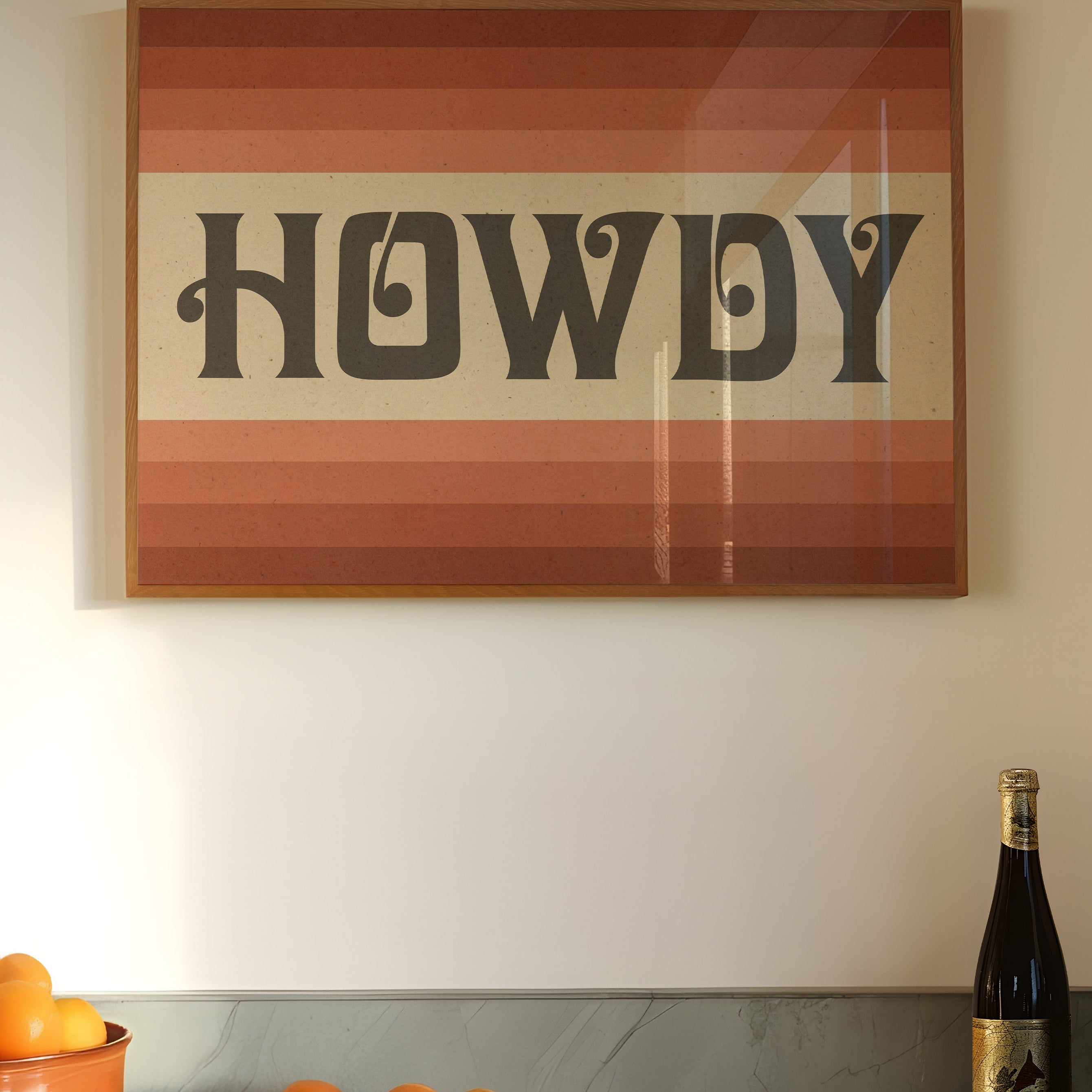 Howdy Art Print Poster Monochromatic Ombre Rust Print - Tejas Country Club