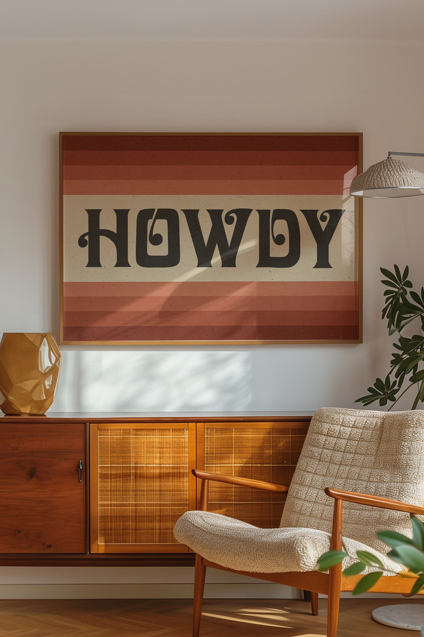 Howdy Art Print Poster Monochromatic Ombre Rust Print