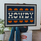 Blue and Orange Howdy Home Decor Art Print - Tejas Country Club