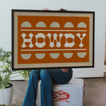 Orange and White Howdy Home Decor Art Print - Tejas Country Club