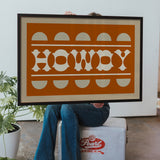 Orange and White Howdy Home Decor Art Print - Tejas Country Club