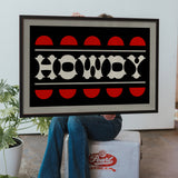 Black and Red Howdy Home Decor Art Print - Tejas Country Club