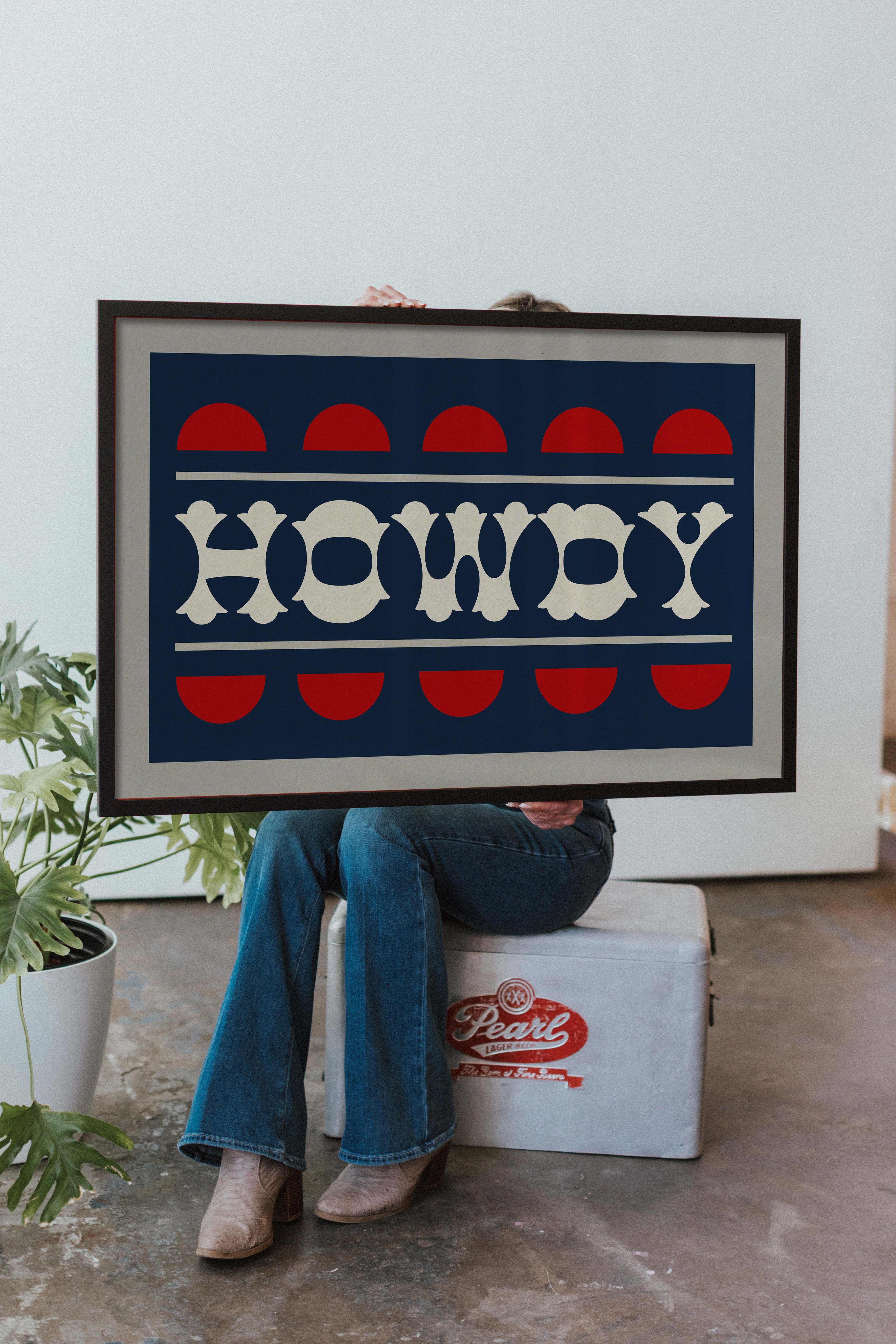 Navy and Red Howdy Home Decor Art Print - Tejas Country Club