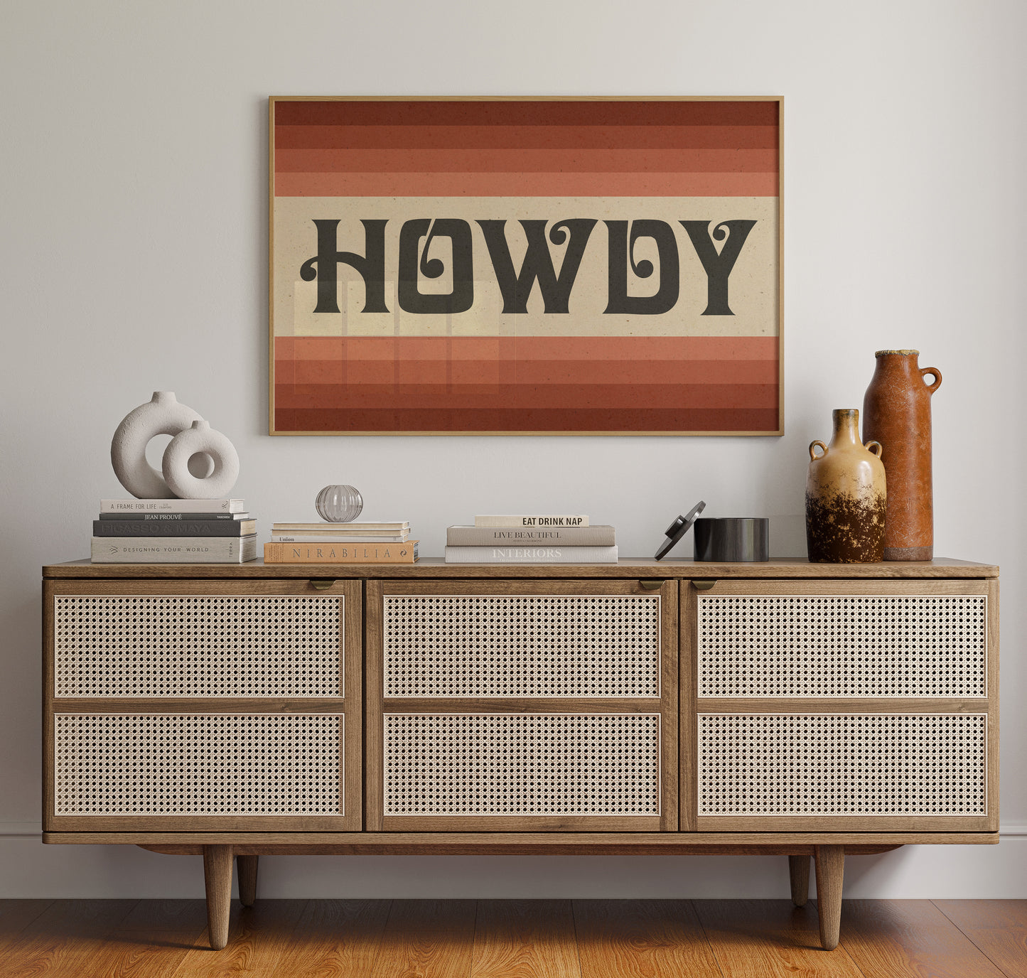 Howdy Art Print Poster Monochromatic Ombre Rust Print