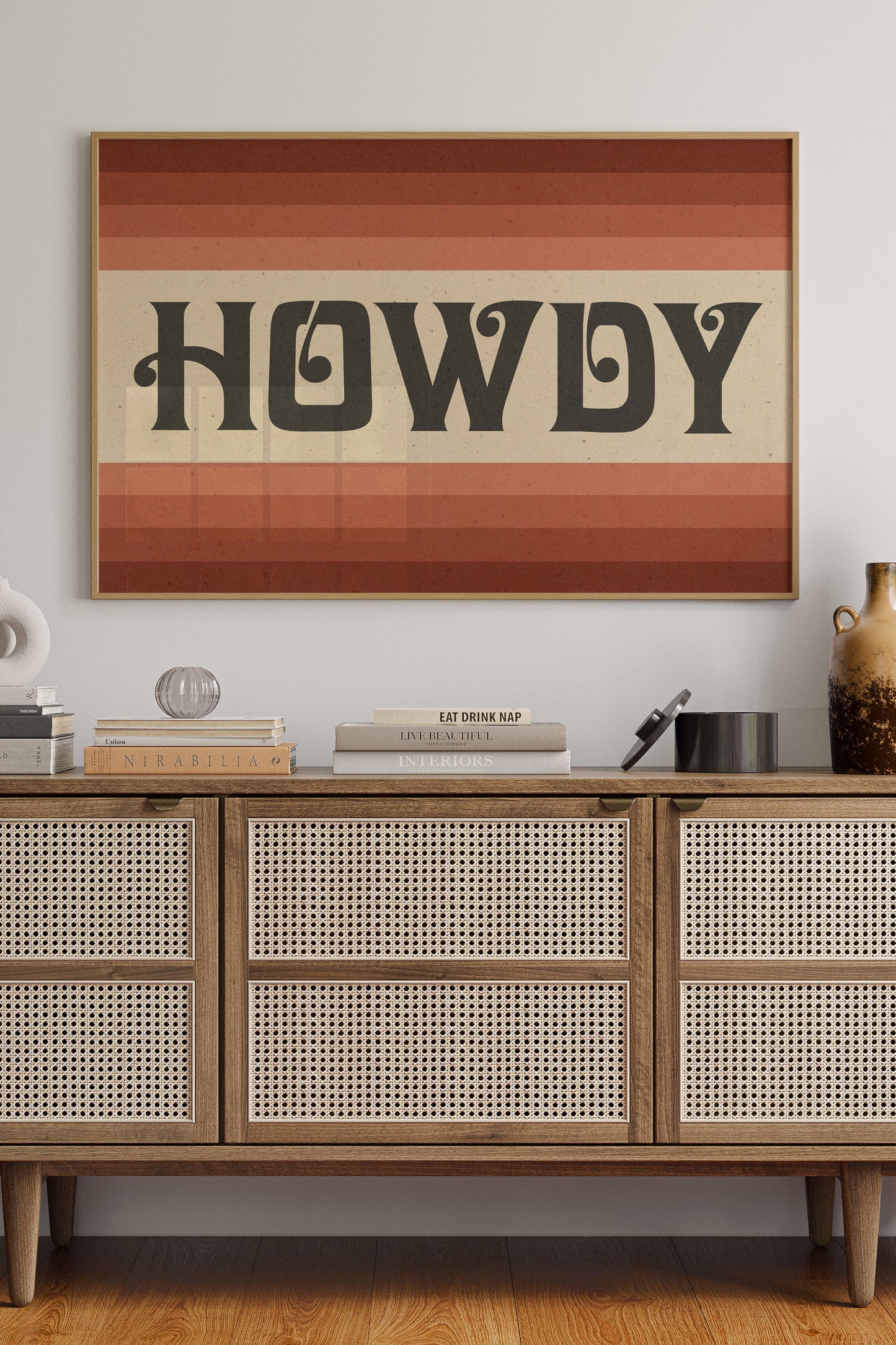 Howdy Art Print Poster Monochromatic Ombre Rust Print