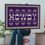 Purple and Silver Howdy Home Decor Art Print - Tejas Country Club