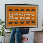 Orange and Smoky Gray Howdy Home Decor Art Print - Tejas Country Club