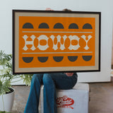 Orange and Smoky Gray Howdy Home Decor Art Print - Tejas Country Club