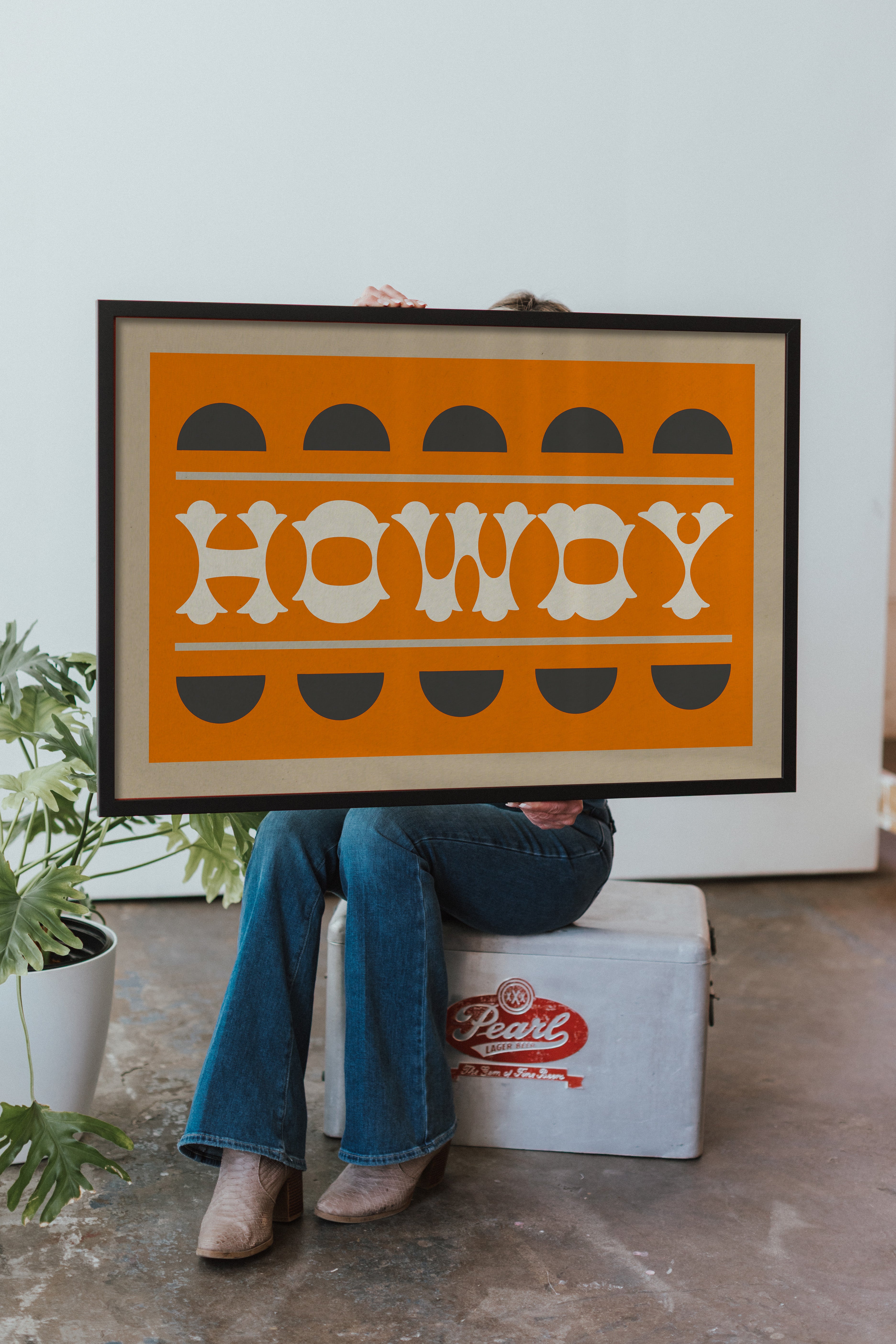 Orange and Smoky Gray Howdy Home Decor Art Print - Tejas Country Club