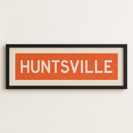 Framed Huntsville Orange and White Bus Scroll - Tejas Country Club