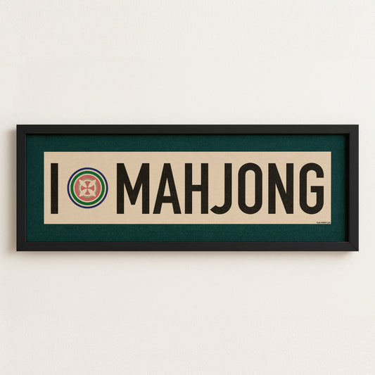Framed I Love Mahjong Art Scroll Sign