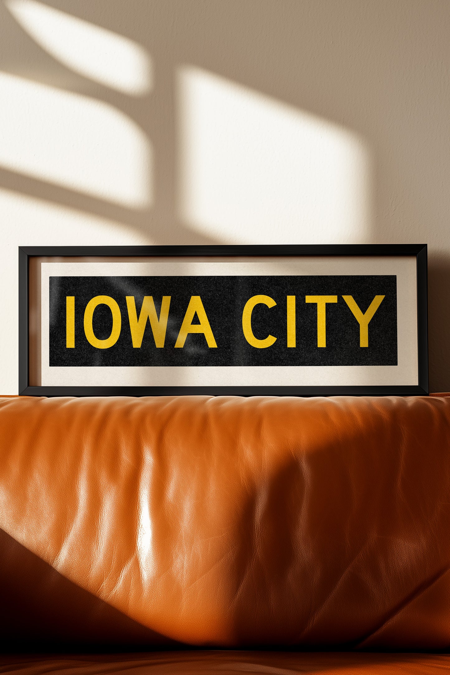 Framed Iowa City Black and Gold Bus Scroll