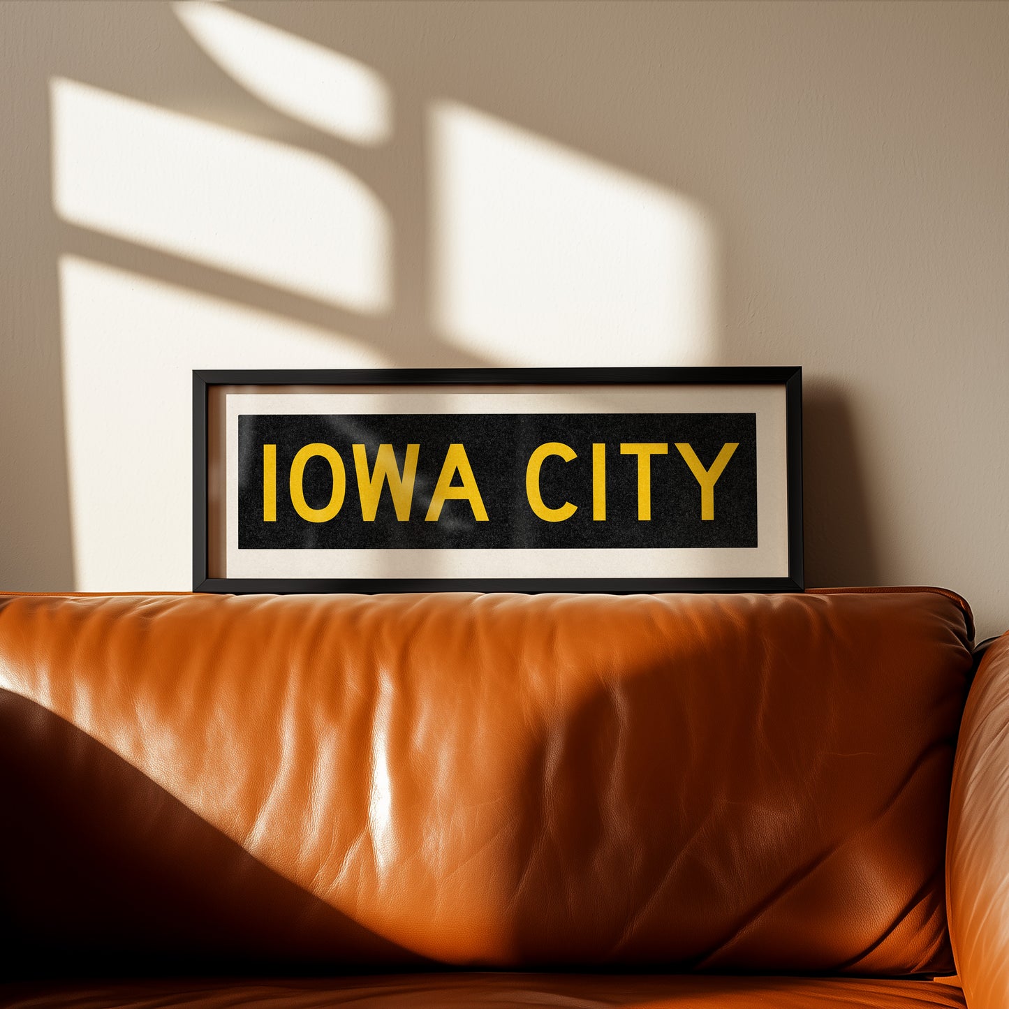 Framed Iowa City Black and Gold Bus Scroll