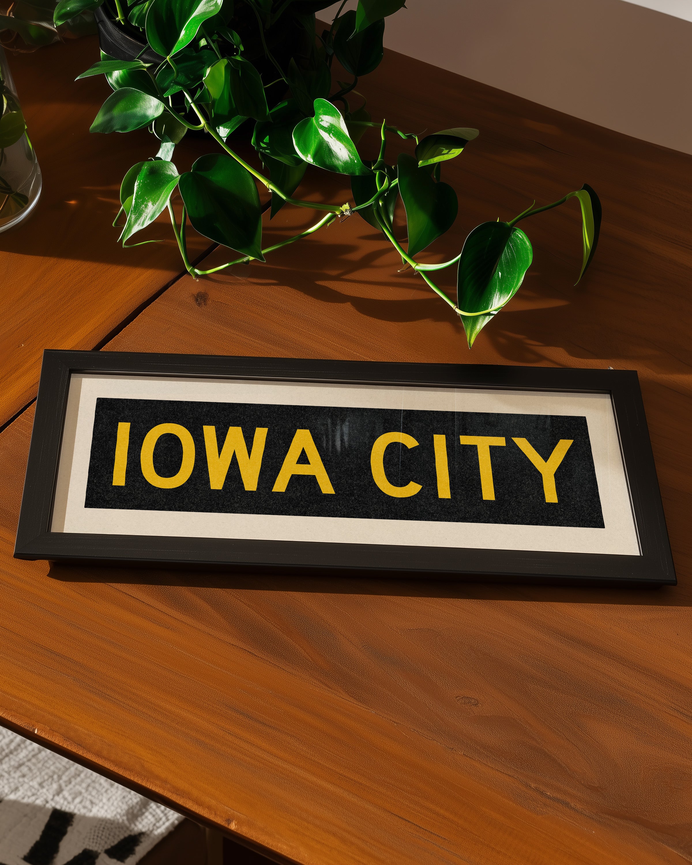 Framed Iowa City Black and Gold Bus Scroll - Tejas Country Club