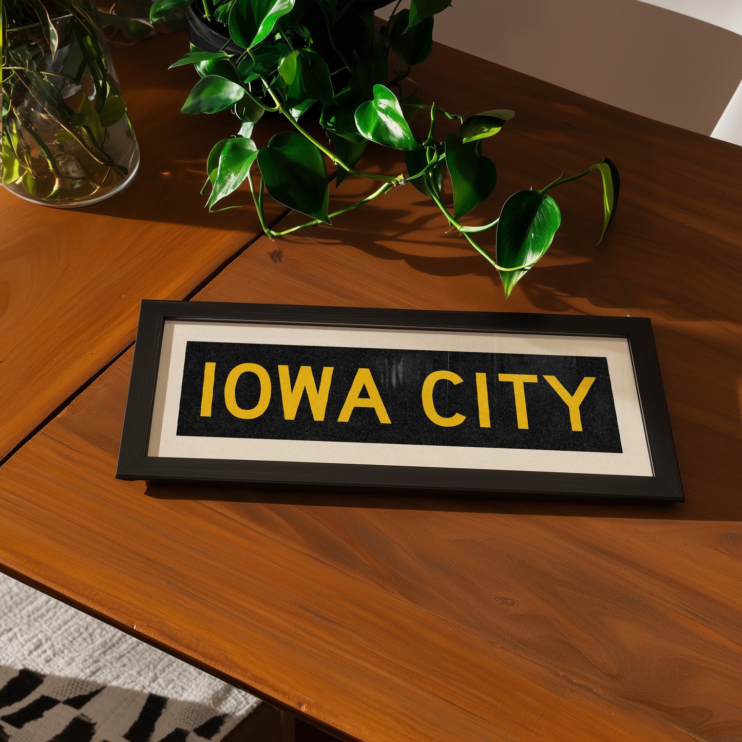 Framed Iowa City Black and Gold Bus Scroll