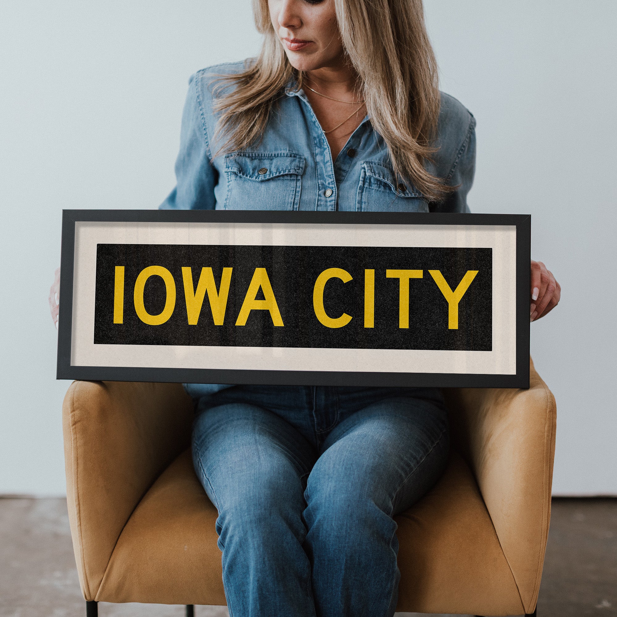 Framed Iowa City Black and Gold Bus Scroll - Tejas Country Club