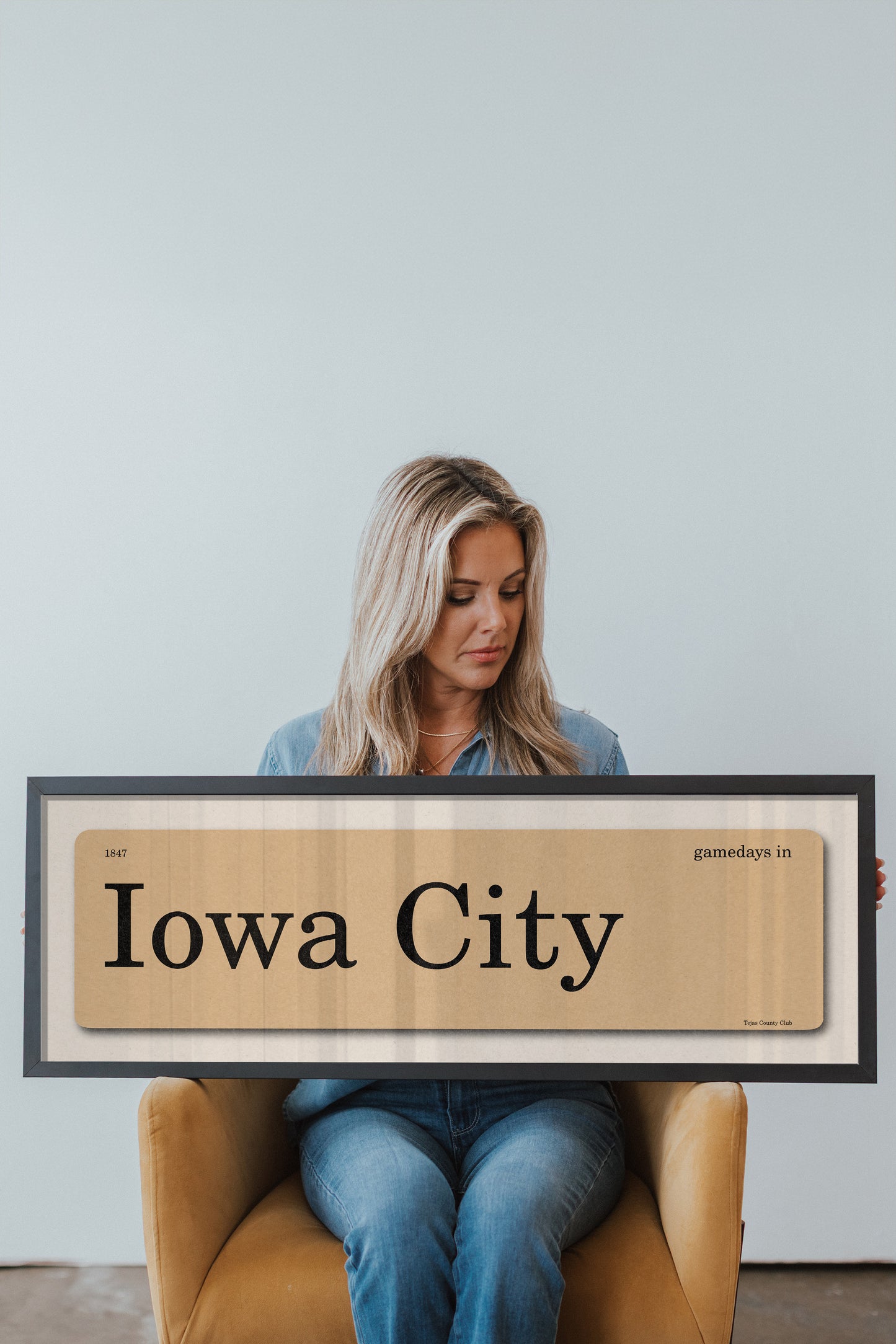 Gamedays in Iowa City, Iowa Vintage Flash Card Framed Print - Tejas Country Club