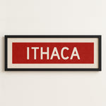 Framed Ithaca Red and White Bus Scroll - Tejas Country Club