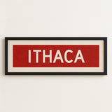 Framed Ithaca Red and White Bus Scroll - Tejas Country Club