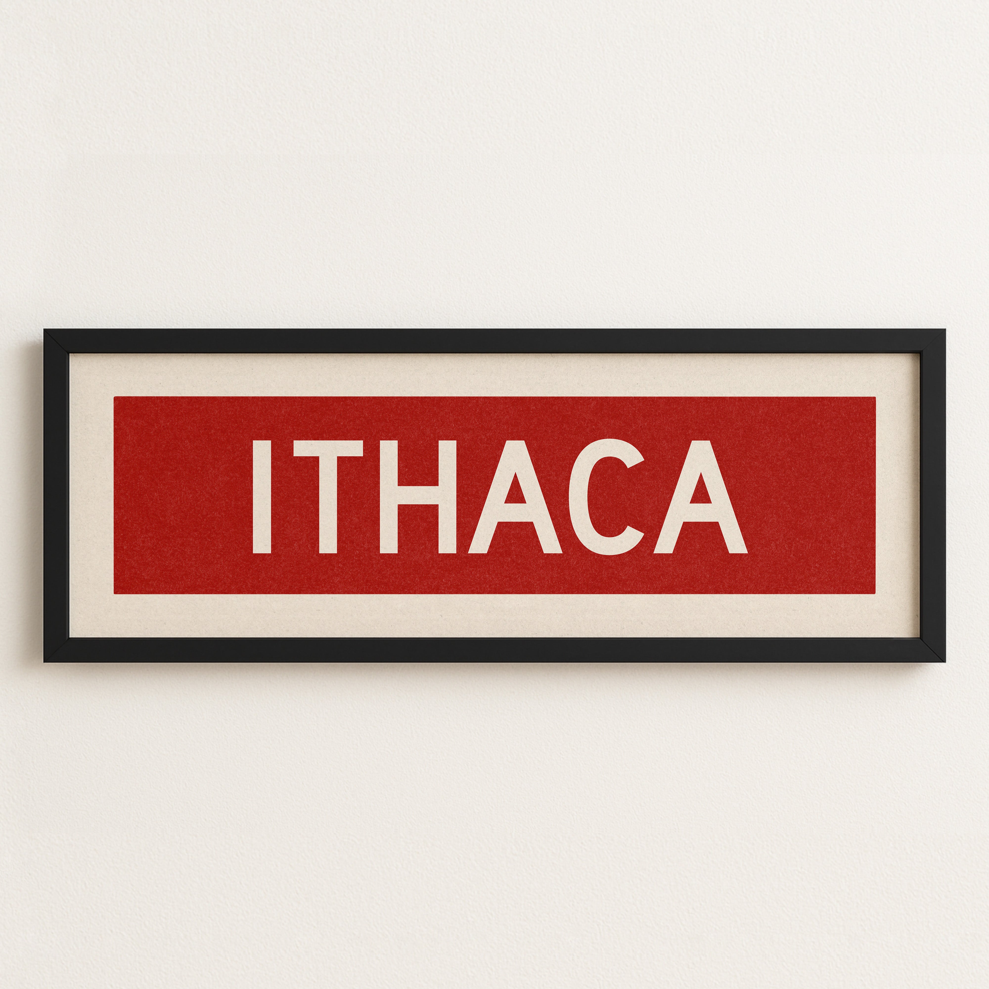 Framed Ithaca Red and White Bus Scroll - Tejas Country Club
