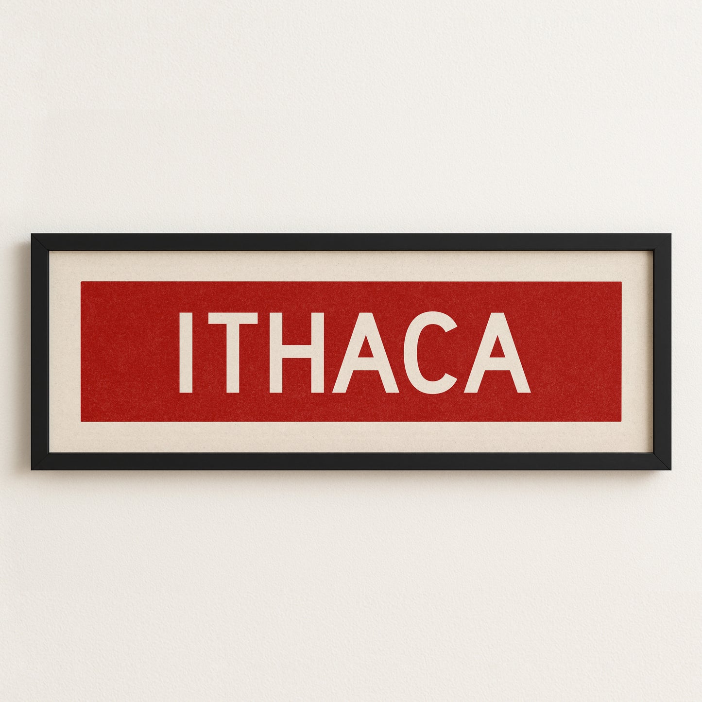 Framed Ithaca Red and White Bus Scroll - Tejas Country Club