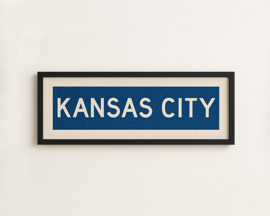 Framed Kansas City Blue Bus Scroll