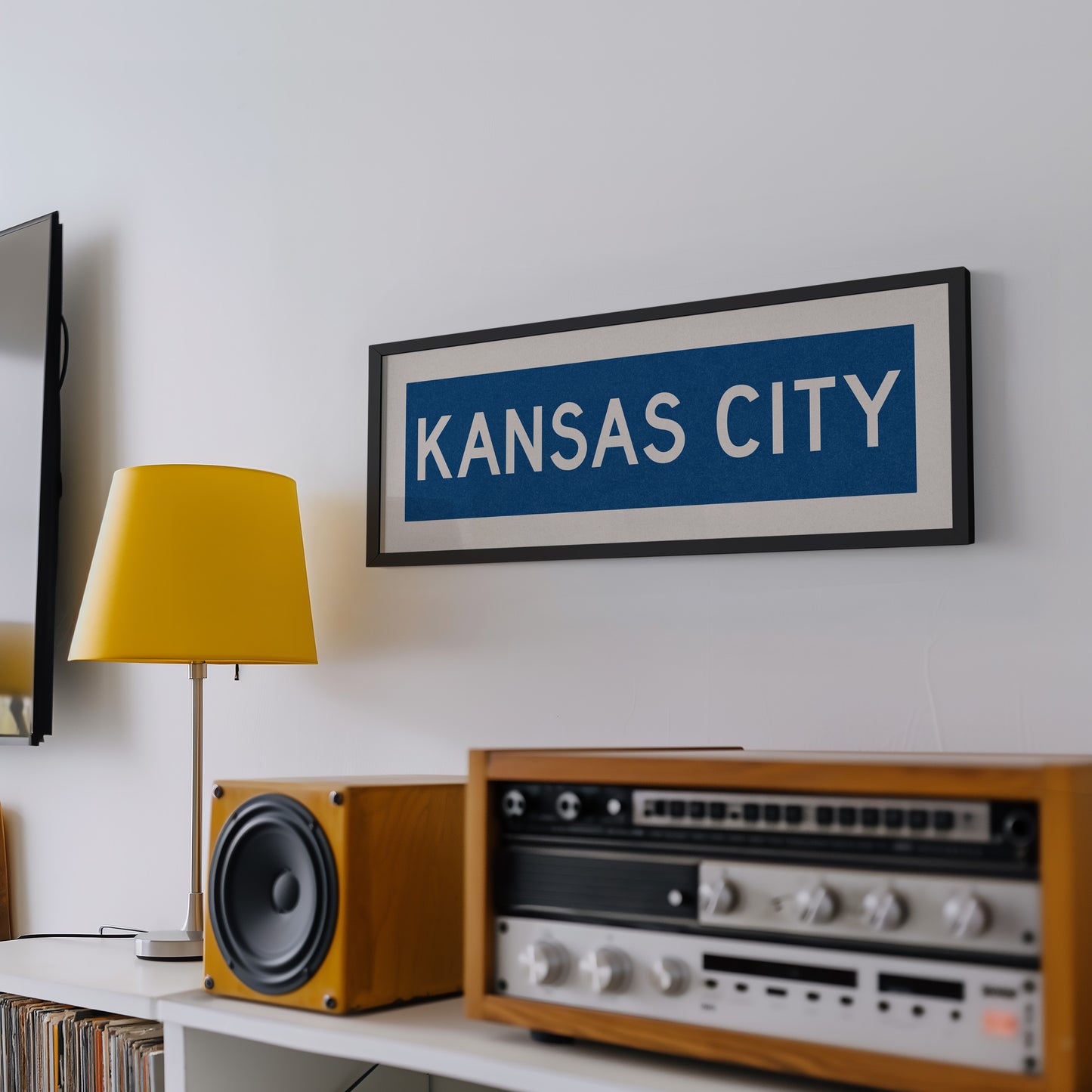 Framed Kansas City Blue Bus Scroll