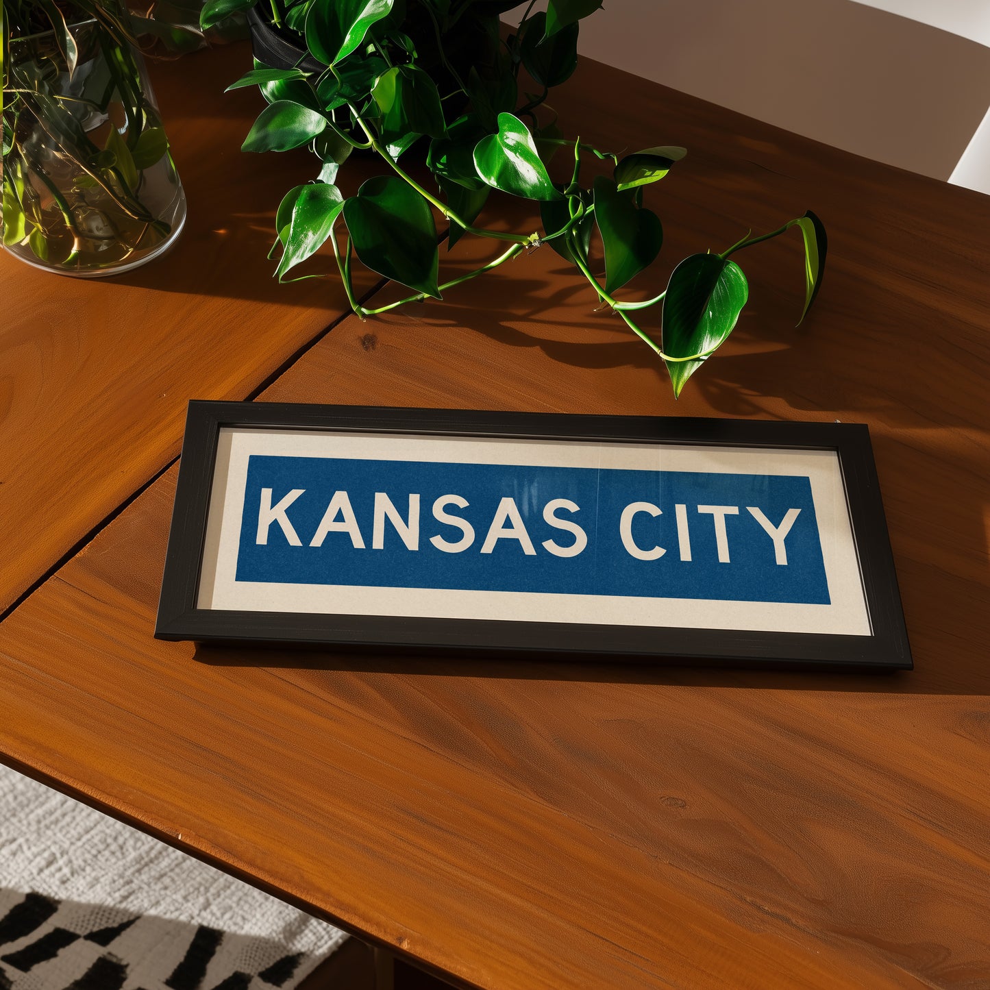 Framed Kansas City Blue Bus Scroll